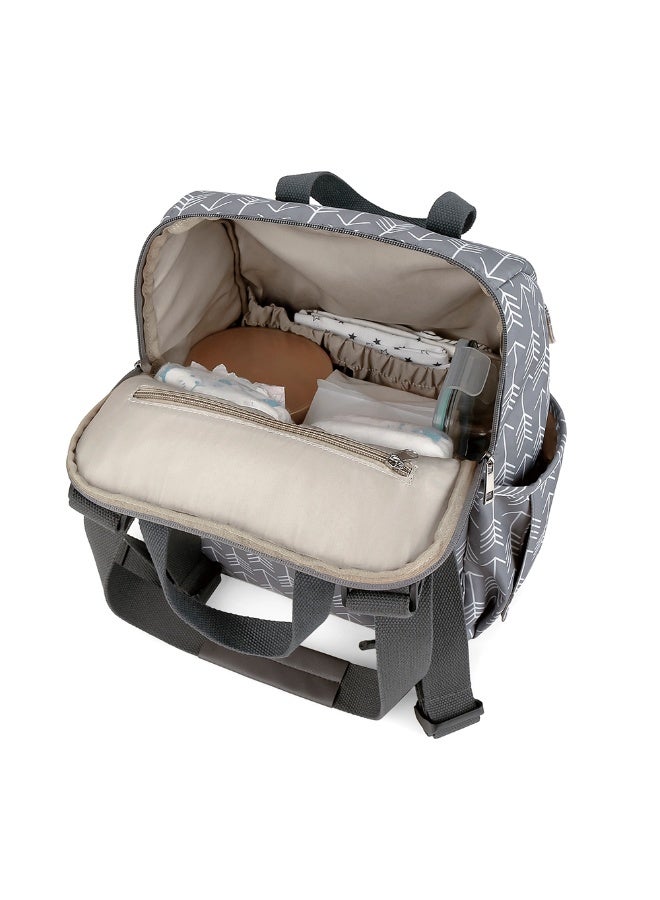 Little Story set of 3 Diaper Backpack with Changing Mat and Bottle Bag - Arrow Grey - Image 3