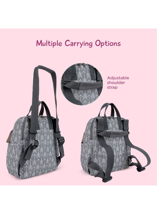 Little Story set of 3 Diaper Backpack with Changing Mat and Bottle Bag - Arrow Grey - Image 5