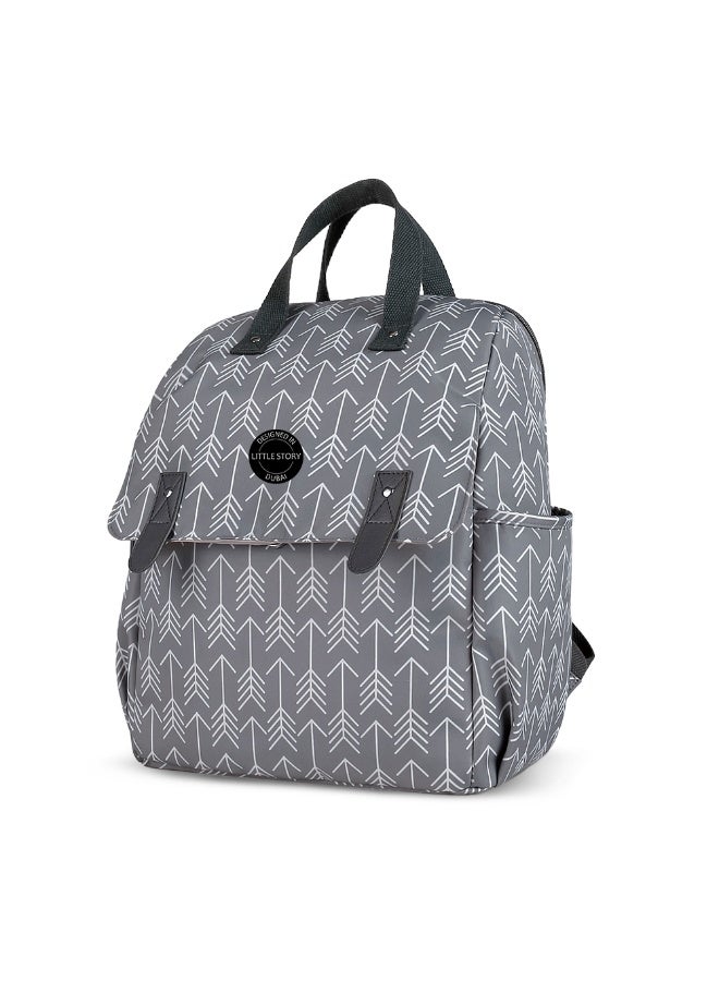 Little Story set of 3 Diaper Backpack with Changing Mat and Bottle Bag - Arrow Grey - Image 2