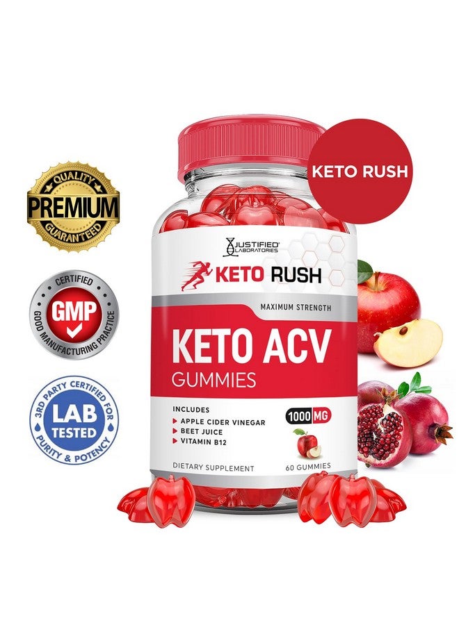 Justified Laboratories (3 Pack) Keto Rush Keto ACV Gummies Advanced Formula 1000MG Keto Rush Keto Gummies Apple Cider Vinegar Boost Formulated with Pomegranate Beet Juice Powder B12 Vegan Non GMO 180 Gummys - Image 2