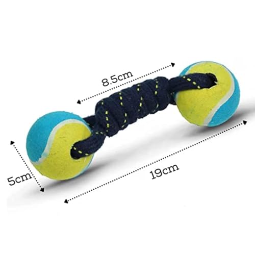 Agirav Dog and Puppy Toy Set - Tail, Chew, Teething, Rope, and Tug Toys for Small to Medium Dogs - Washable Cotton Pack (Tennis DUMBLE) - Image 2