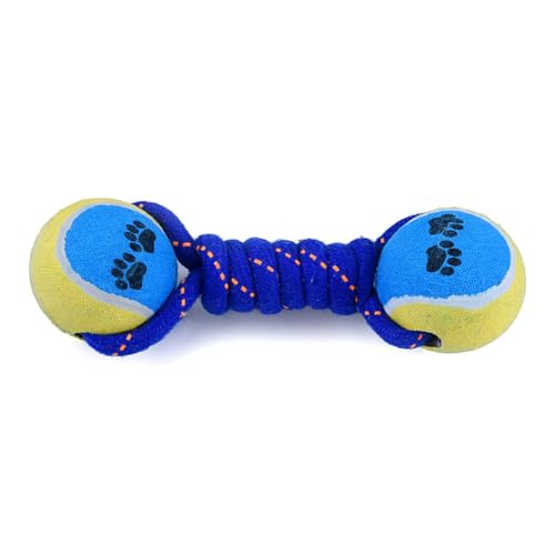 Agirav Dog and Puppy Toy Set - Tail, Chew, Teething, Rope, and Tug Toys for Small to Medium Dogs - Washable Cotton Pack (Tennis DUMBLE) - Image 1