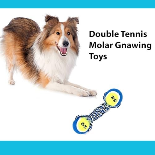 Agirav Dog and Puppy Toy Set - Tail, Chew, Teething, Rope, and Tug Toys for Small to Medium Dogs - Washable Cotton Pack (Tennis DUMBLE) - Image 4