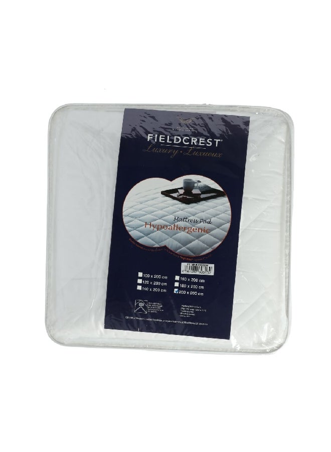Fieldcrest Machine Washable Woven Fabric Hypoallergenic Mattress Pad White 200 x 200 cm FC MP200X200 - Image 1