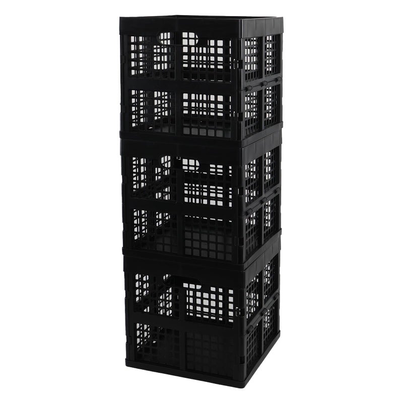 Fiazony 3Pack Collapsible Crates 18 L Square Stackable Utility Crate Foldable Storage Cubes Black - Image 2
