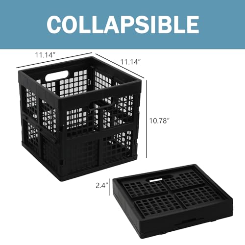 Fiazony 3Pack Collapsible Crates 18 L Square Stackable Utility Crate Foldable Storage Cubes Black - Image 3