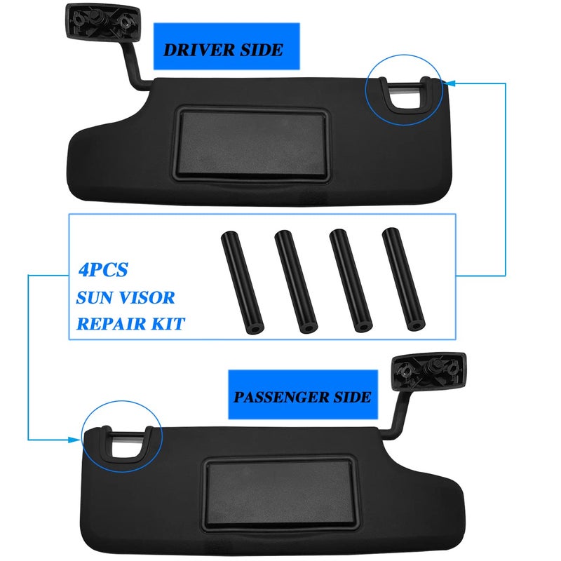 ROMASO Sun Visor Repair Kit for Jeep Wrangler JK JKU 2007-2017,Sunvisor Repair Tube for Jeep JK, Rubber(4PCS) - Image 5