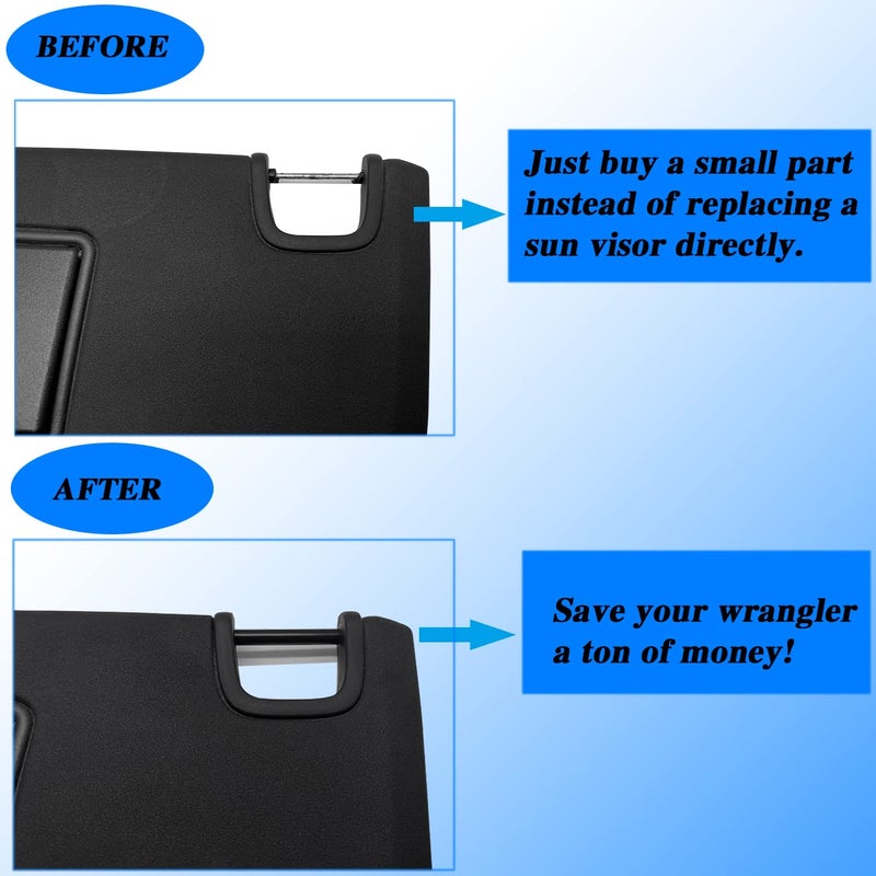 ROMASO Sun Visor Repair Kit for Jeep Wrangler JK JKU 2007-2017,Sunvisor Repair Tube for Jeep JK, Rubber(4PCS) - Image 2