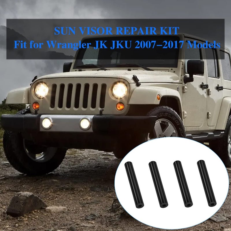 ROMASO Sun Visor Repair Kit for Jeep Wrangler JK JKU 2007-2017,Sunvisor Repair Tube for Jeep JK, Rubber(4PCS) - Image 3
