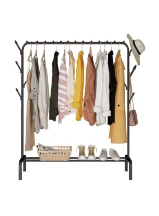 Meetion Cloth Rack Hanger Stand Clothes Dryer Rail With 8 Piece Branch Hook Bottom Storage Large Space For Shoes Umbrella Hats Scarf Handbag - Black - Image 1