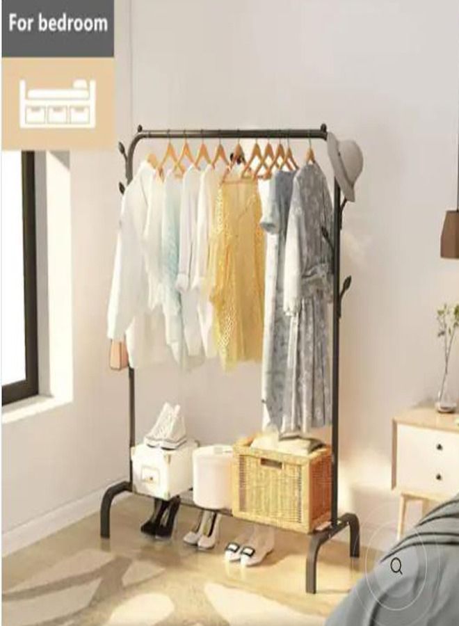 Meetion Cloth Rack Hanger Stand Clothes Dryer Rail With 8 Piece Branch Hook Bottom Storage Large Space For Shoes Umbrella Hats Scarf Handbag - Black - Image 4