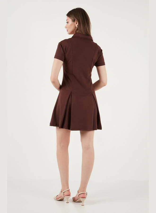 Lela  Lela Fitted Classic Collar Zipper Detail Pleated Mini Dress Women's Dress 5866659 for Women | Best Price UAE