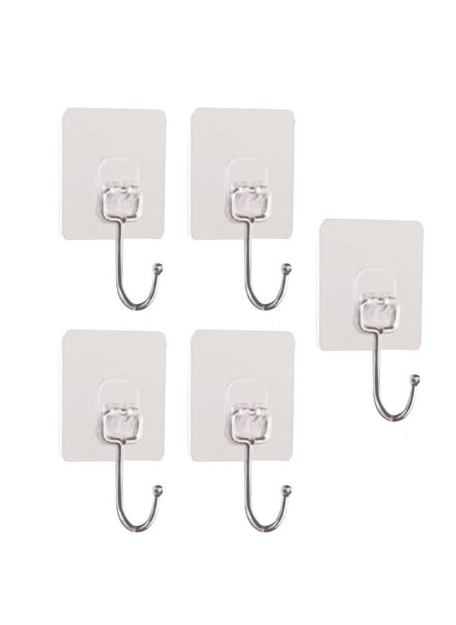 Thoraya 5PCS Adhesive Hooks for Hanging Heavy Duty Stainless Steel ABS Transparent Seamless Wall Hooks for Home Bedroom Living Room Kitchen Bathroom Large  - Image 2