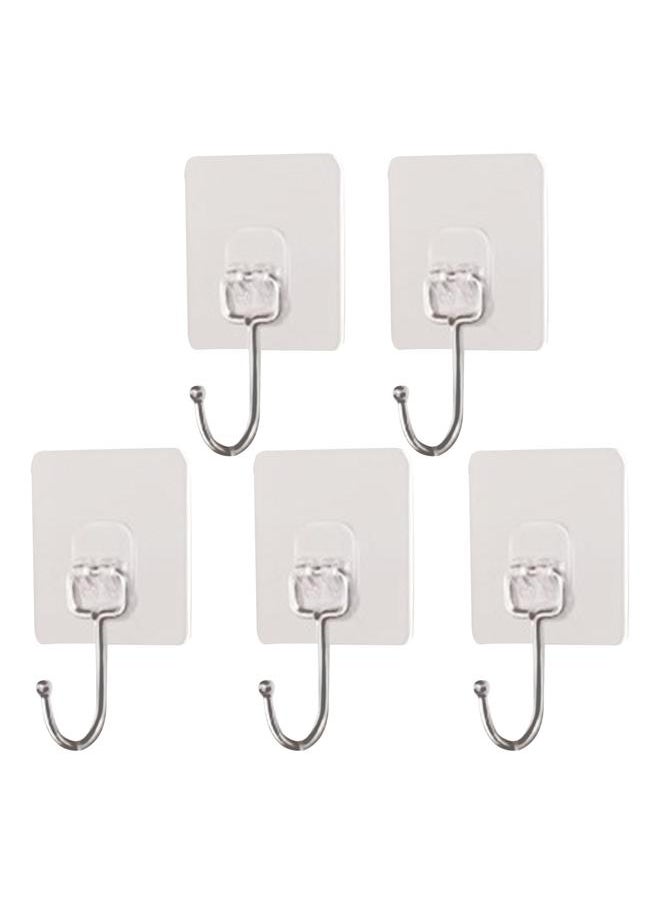 Thoraya 5PCS Adhesive Hooks for Hanging Heavy Duty Stainless Steel ABS Transparent Seamless Wall Hooks for Home Bedroom Living Room Kitchen Bathroom Large  - Image 1
