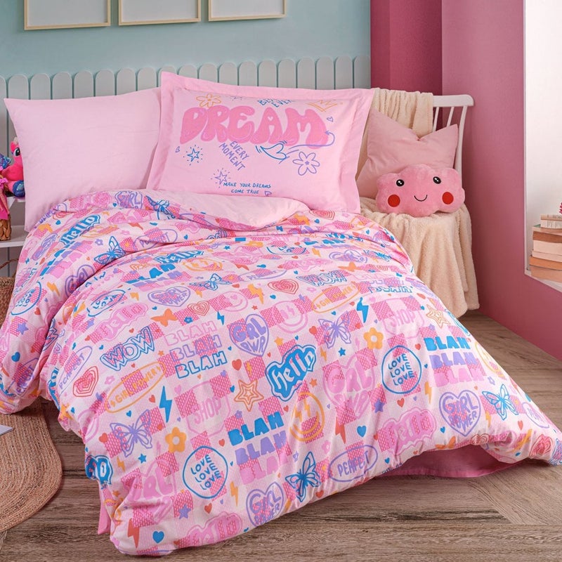Hobby Freya Pembe - Poplin Studio Tek Kişilik Nevresim Takımı