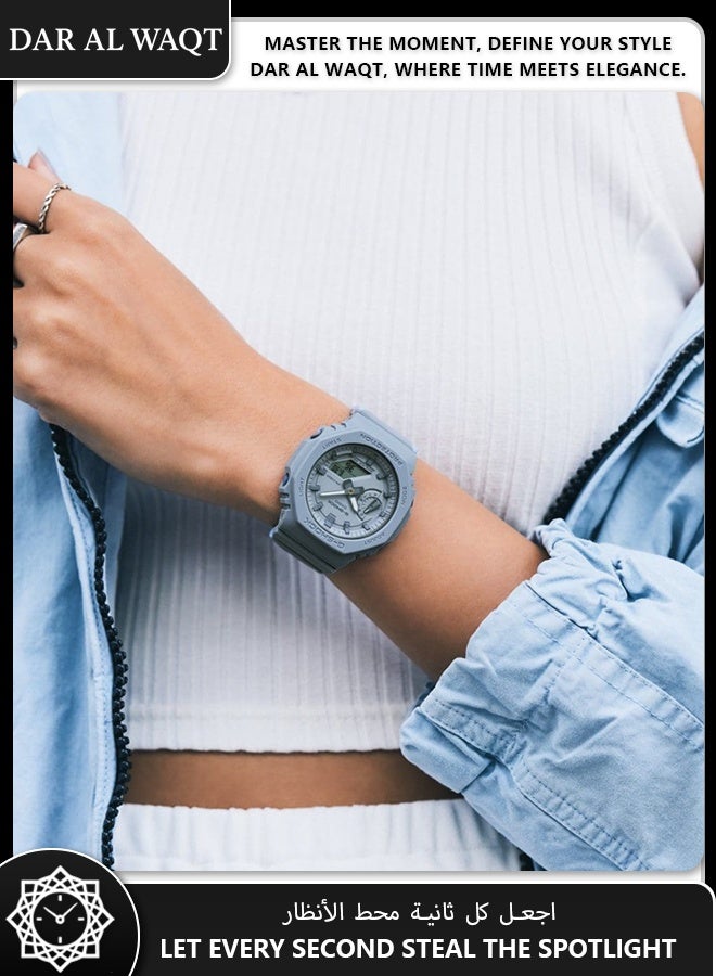 كاسيو ساعة كاسيو جي شوك GMA-S2100BA-2A2 المونوكروم الدخاني الرفيعة - شاشة رقمية وعقارب، هيكل كربوني واقي، تصميم مينيمالي - Image 2