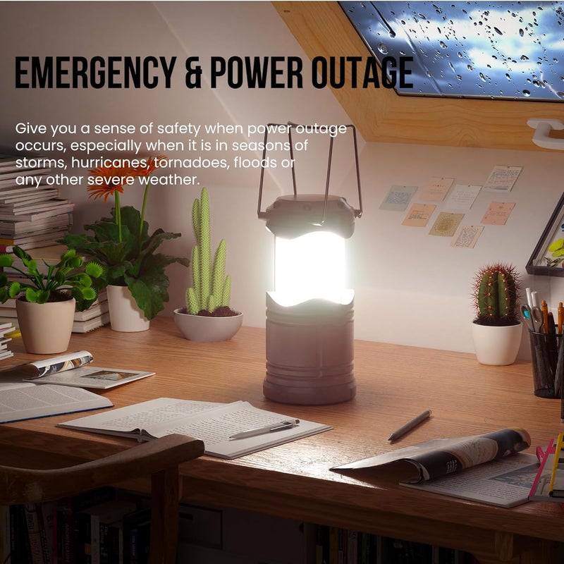 Lichamp LED Camping Lantern, 4 Pack Battery Powered Flashlight for Power Outages, Portable Collapsible Hanging Light Essential for Home, Outdoor, Emergency Lamp Survival Kit Gear for Hurricane, C4 - Image 2