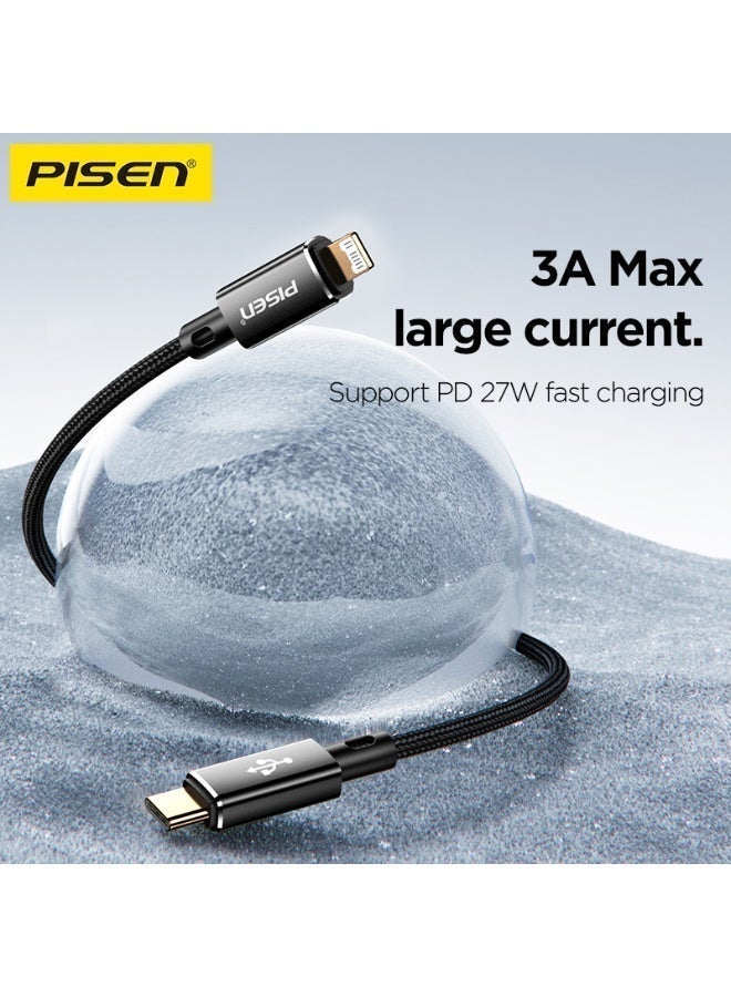 Pisen iPhone Charger Cable 1M USB-C to Lightning Aluminum Shell Braided Data, Fast Charging Cable for iPhone 14/14 Pro/14 Plus/14 Pro Max, iPad Pro, iPhone 8-13 All Series - Image 2