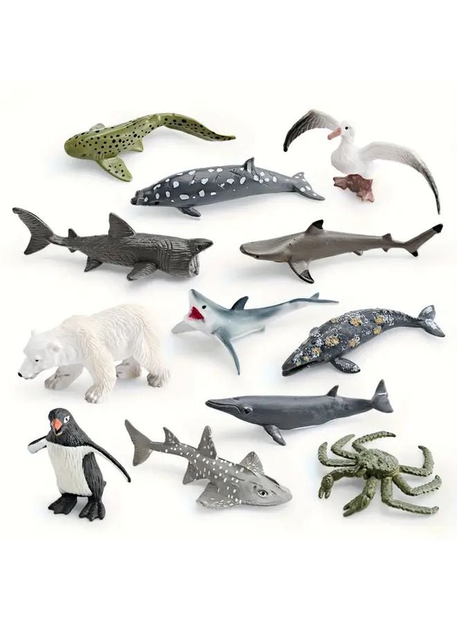 BL 1517 Marine Animal Model Set Mini Simulation Seagull Leopard Shark Penguin Polar Bear King Crab - Image 2