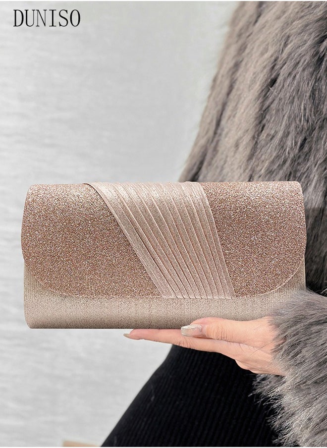 DUNISO - Women Shiny Glitter Evening Clutch Crossbody Bag Envelope Handbag Chain Purse for Wedding Formal Cocktail Party - Image 1
