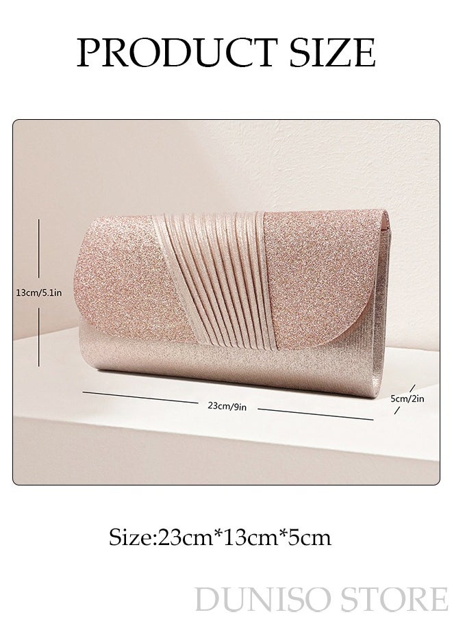 DUNISO - Women Shiny Glitter Evening Clutch Crossbody Bag Envelope Handbag Chain Purse for Wedding Formal Cocktail Party - Image 1