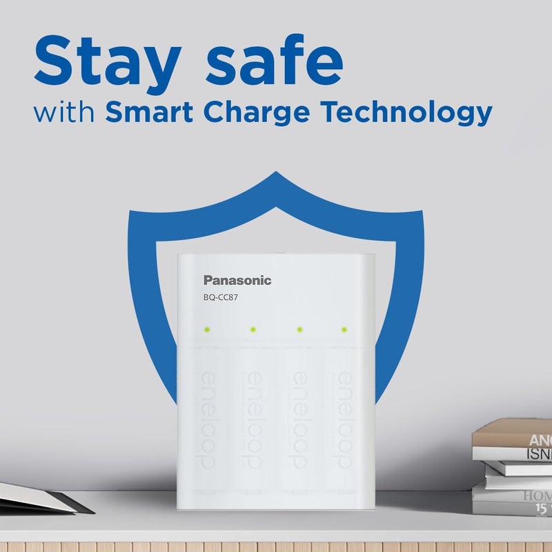 إنيلوب شاحن USB للسفر SmartPlus، لـ 1-4 بطاريات AA/AAA قابلة لإعادة الشحن، وقت شحن 2.25 ساعة، 10 ميزات أمان، USB - Image 5