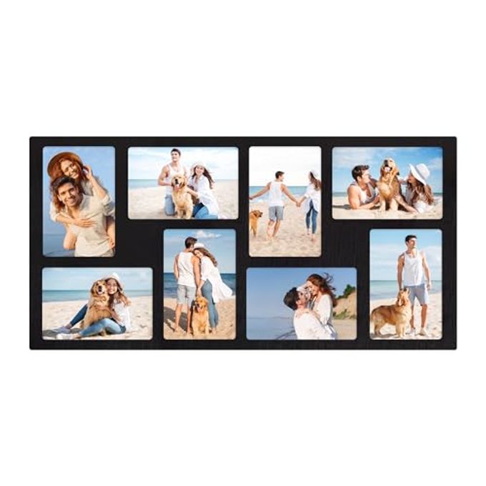 YESKAY 4x6 Picture Frame Collage for Wall Decor,Multiple Photo Collage Frames with Tempered Glass,8-Opening for 4 x 6 Picture Frames,Rustic Black,1 Pack(OD:11.75X21in) - Image 4