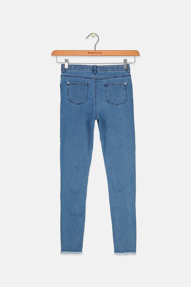 Tchibo Kids Girl Regular Fit Washed Denim Jeans, Blue - Image 2