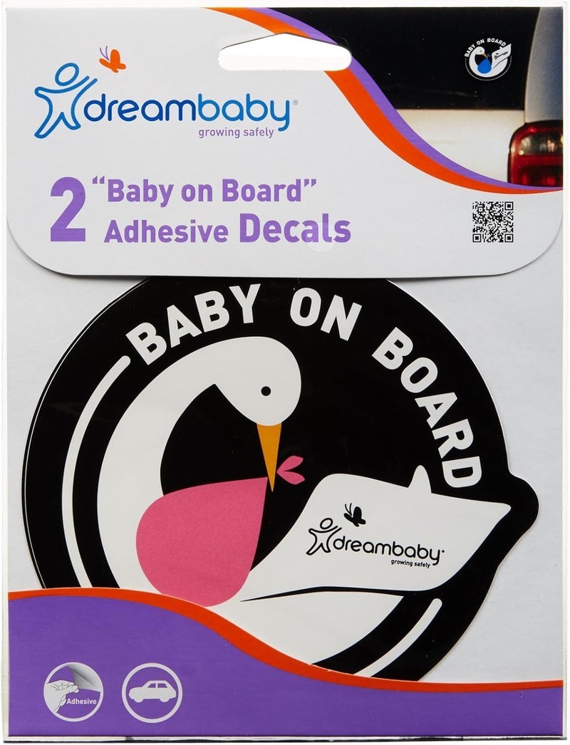 Dreambaby Baby on Board Adhesive Stork Decal - Pink - 2 Pack - Image 2