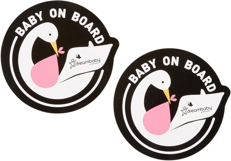 Dreambaby Baby on Board Adhesive Stork Decal - Pink - 2 Pack - Image 1