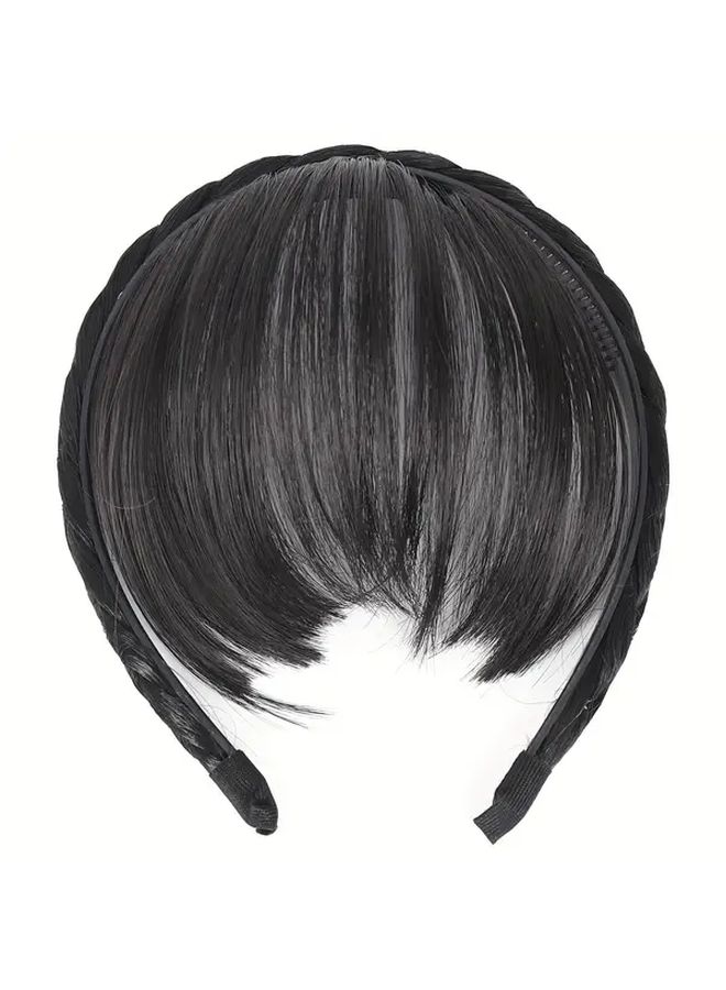 Light Brown Synthetic Hair Hoop Headband With Bangs 6 Inch Braids For Women - Image 2