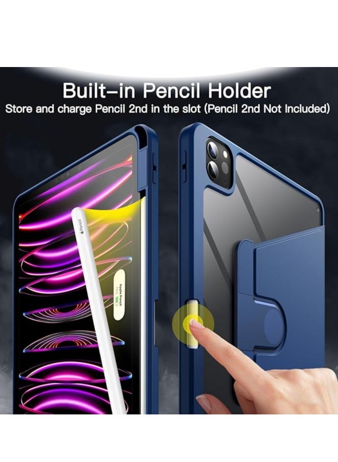 Rotating Case for iPad Pro 11 Inch 2022 and 2021 4th and 3rd Generation with Pencil Holder 360 Degree Protective Stand Cover Clear Back Auto Wake and Sleep - Image 4