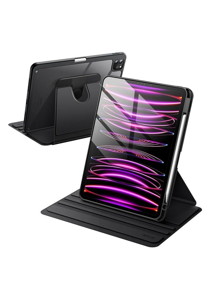 Rotating Case for iPad Pro 11 Inch 2022 and 2021 4th and 3rd Generation with Pencil Holder 360 Degree Protective Stand Cover Clear Back Auto Wake and Sleep - Image 1