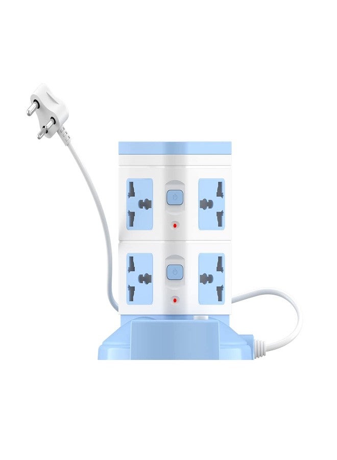 بورترونيكس لوحة الطاقة Portronics 9 مزودة بـ 3 منافذ USB + 8 مقابس طاقة، محول طاقة، خرج طاقة 2500 واط، منفذ شحن USB بقوة 2.1 أمبير، طول السلك 3 أمتار (أزرق) - Image 1