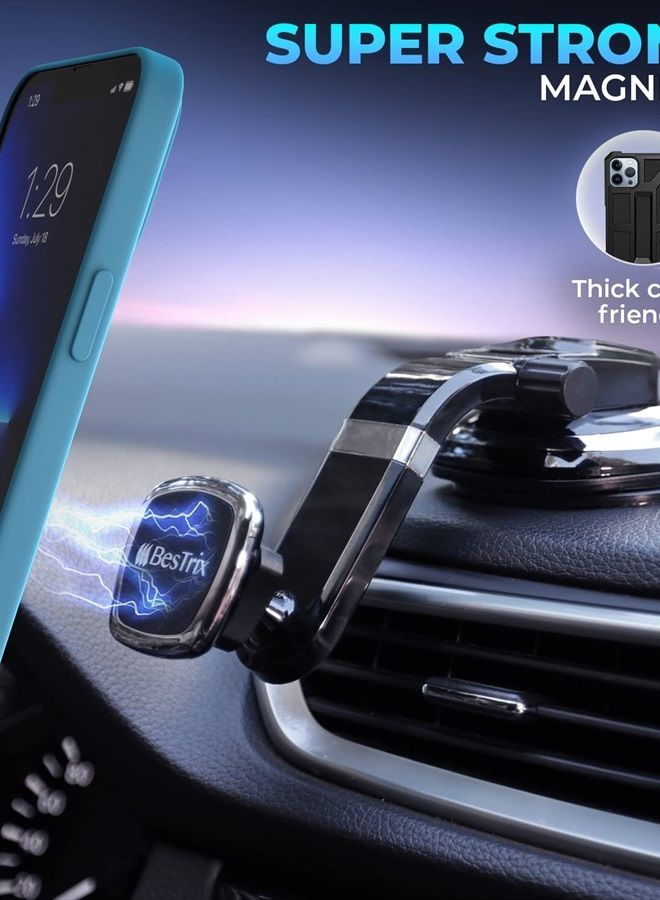 Bestrix حامل هاتف للسيارة، حامل هاتف مغناطيسي للسيارة | حامل هاتف للسيارة متوافق مع iPhone 14، 13، 12، 11Pro، Xr، XS MAX، 8، 8Plus، 7، 7Plus، Galaxy S22 21 20 Note S8 S9 S10 وجميع الهواتف الذكية - Image 2
