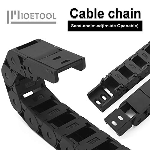 LMioEtool R28/38 15mm x 20mm(Inner H x Inner W) Black Plastic Cable Wire Carrier Drag Chain 1M Length for CNC, with End Connectors - Semi Enclosed Type (Inner Side openable) - Image 4