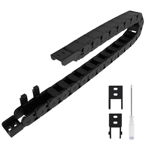 LMioEtool R28/38 15mm x 20mm(Inner H x Inner W) Black Plastic Cable Wire Carrier Drag Chain 1M Length for CNC, with End Connectors - Semi Enclosed Type (Inner Side openable) - Image 1