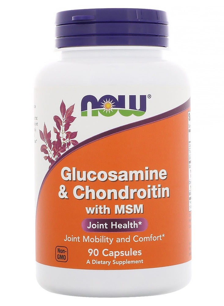 ناو الآن الجلوكوزامين والكوندرويتين مع 90 كبسولة نباتية من MSM