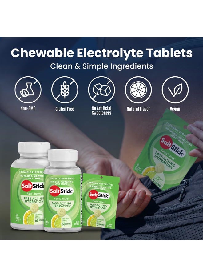 SaltStick Electrolyte FastChews - 60 Count Lemon Lime Flavor - Chewable Electrolyte Tablets for Hydration, Salt Tablets, Dehydration Relief - Image 4