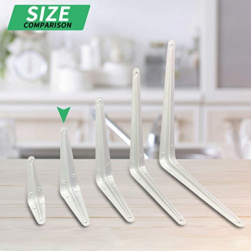Joroamp Shelf Brackets 6 Inch, 20 Pack White Metal Heavy Duty L Adjustable Floating Shelves Bracket, 6 x 5 Inch Farmhouse Decorative Shelf Angle Bracket for Wall with Screws - Image 4