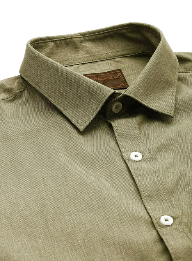 شركة المرآب الهندية Men Slim Fit Solid Full Sleeves Cutaway Collar Formal Shirt