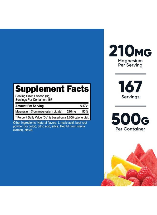 Nutricost مسحوق سترات المغنيسيوم (نكهة فواكه، 500 جرام) - Image 2