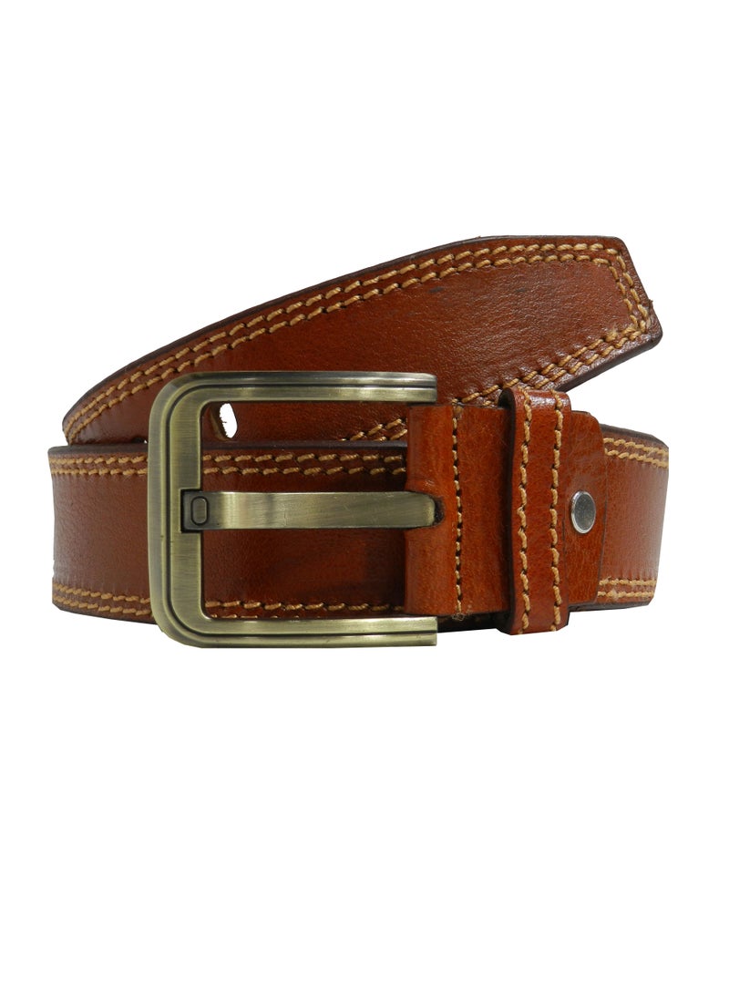 LAVERI LEATHER GENUINE LEATHER 45 MM CASUAL JEANCE BELT FOR MENS IN TAN  - Image 1