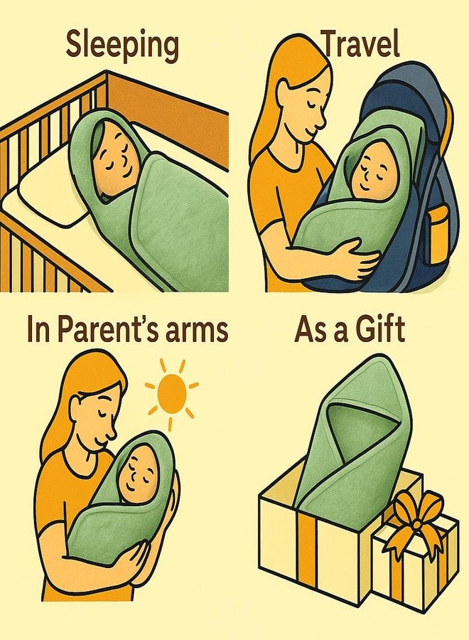 PWI Ultra Soft Baby Wrapper for 0-6 Months | Hooded Blanket | Lightweight & Breathable | Super Cozy Cloudy Fabric | 30x30 Inch (Green-Brown) - Image 5