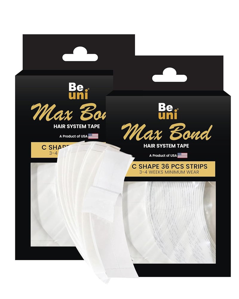 Beuni Max Bond Hair Patch Tape For Men - Super Ultra Hold Up To 2-4 Weeks | NoShine Tape For Hair Patch | Waterproof Wig Tape For Men | Skin Safe, Non-Allergic, Medical Grade Material | 36 Pc -2 Packs - Image 1