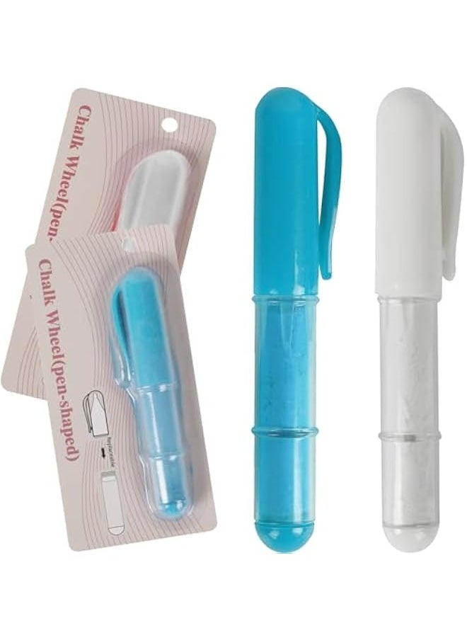 Generic Two-Pack Fabric Chalk Markers for Quilting and Sewing - Blue and White Colors - Easily Erase Tailor’s Chalk - Works on Most Fabrics - Features Dosing Wheel Technology  - Image 1