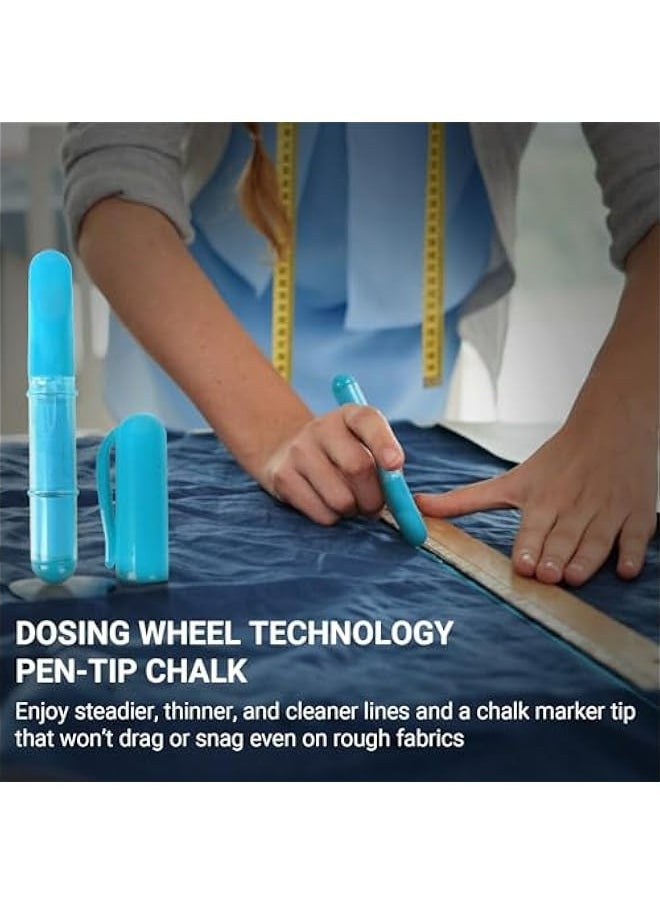 Generic Two-Pack Fabric Chalk Markers for Quilting and Sewing - Blue and White Colors - Easily Erase Tailor’s Chalk - Works on Most Fabrics - Features Dosing Wheel Technology  - Image 3