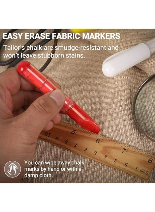 Generic Two-Pack Fabric Chalk Markers for Quilting and Sewing - Blue and White Colors - Easily Erase Tailor’s Chalk - Works on Most Fabrics - Features Dosing Wheel Technology  - Image 5