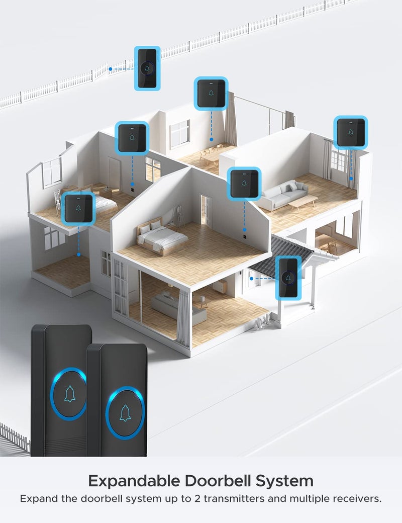 AVANTEK Wireless Doorbell, D-3G Waterproof Chime Kit Operating at Over 1300 Feet with 52 Melodies, 5 Volume Levels & LED Flash - Image 5