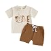 Frietlebird First Birthday Outfit Boy 1st Birthday Outfit Boy Beary First Short Sleeve Bear Print Shirt Shorts Set Cake Smash Clothes ABeige Brown1218 Months - Image 2